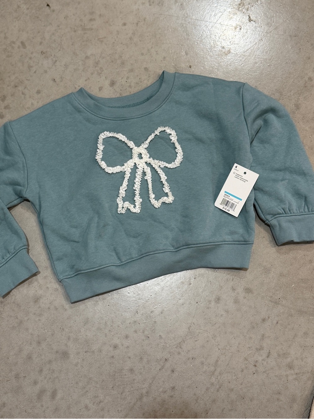 Girls' Blue Bow Appliqué Sweatshirt - Kids Shirt & Top